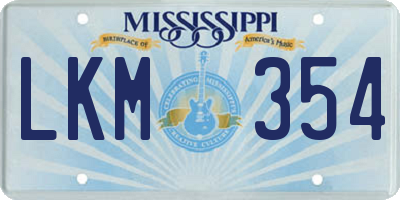 MS license plate LKM354