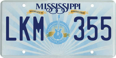 MS license plate LKM355
