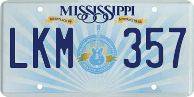 MS license plate LKM357