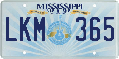 MS license plate LKM365