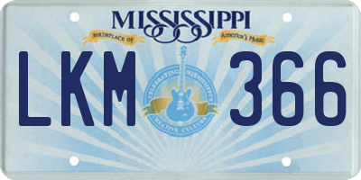 MS license plate LKM366