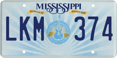 MS license plate LKM374