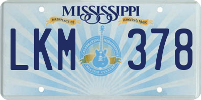MS license plate LKM378