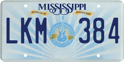 MS license plate LKM384