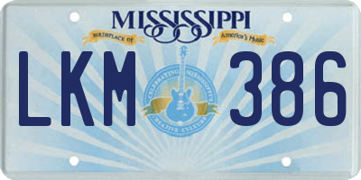 MS license plate LKM386