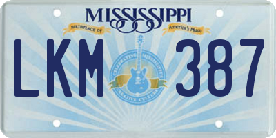 MS license plate LKM387