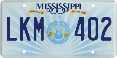 MS license plate LKM402