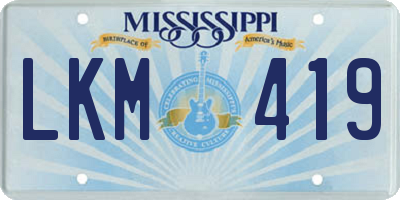 MS license plate LKM419