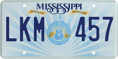 MS license plate LKM457