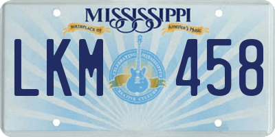 MS license plate LKM458