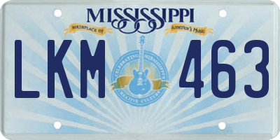 MS license plate LKM463