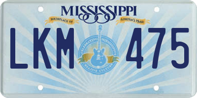 MS license plate LKM475
