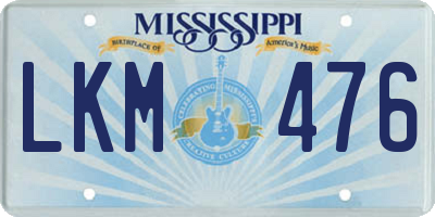 MS license plate LKM476