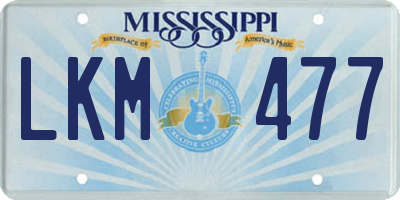 MS license plate LKM477