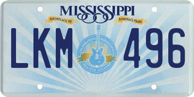 MS license plate LKM496