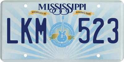 MS license plate LKM523