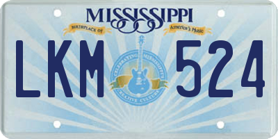MS license plate LKM524