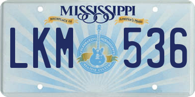 MS license plate LKM536