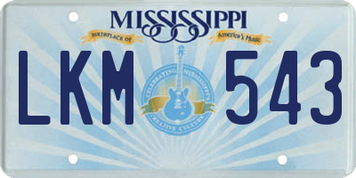 MS license plate LKM543