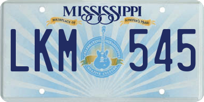 MS license plate LKM545