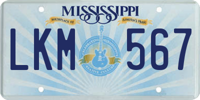MS license plate LKM567