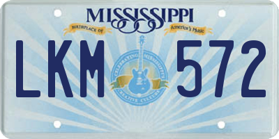 MS license plate LKM572