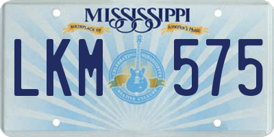 MS license plate LKM575
