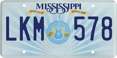 MS license plate LKM578