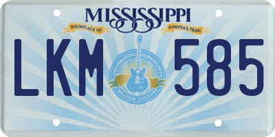 MS license plate LKM585
