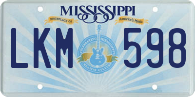 MS license plate LKM598