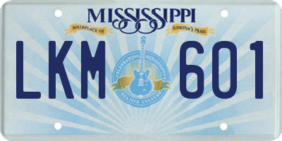 MS license plate LKM601