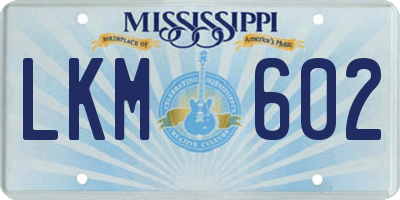 MS license plate LKM602