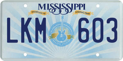 MS license plate LKM603
