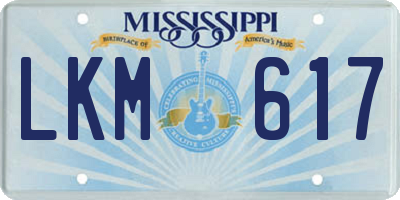 MS license plate LKM617