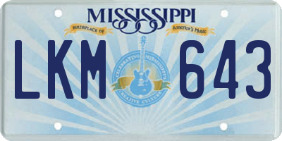 MS license plate LKM643