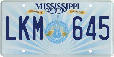 MS license plate LKM645