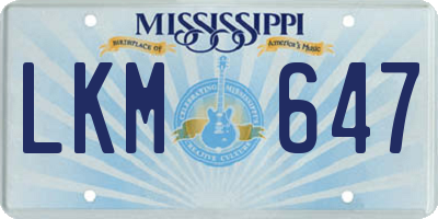 MS license plate LKM647