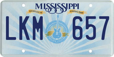 MS license plate LKM657