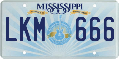 MS license plate LKM666