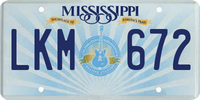 MS license plate LKM672