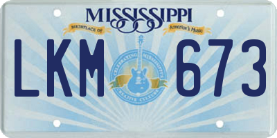 MS license plate LKM673