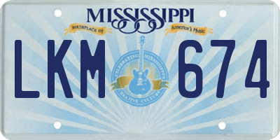 MS license plate LKM674