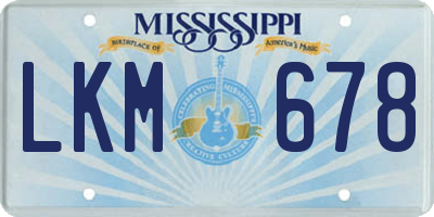 MS license plate LKM678