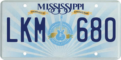 MS license plate LKM680