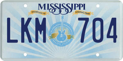 MS license plate LKM704