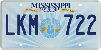 MS license plate LKM722