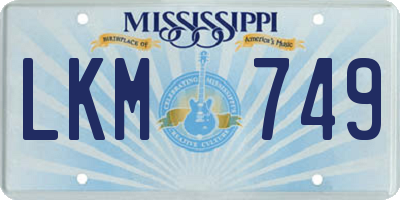 MS license plate LKM749