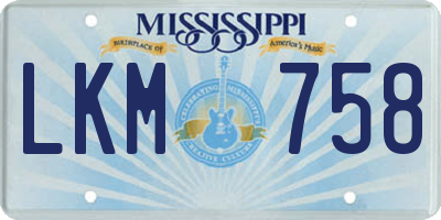 MS license plate LKM758