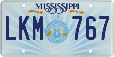 MS license plate LKM767