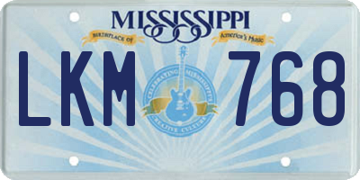 MS license plate LKM768